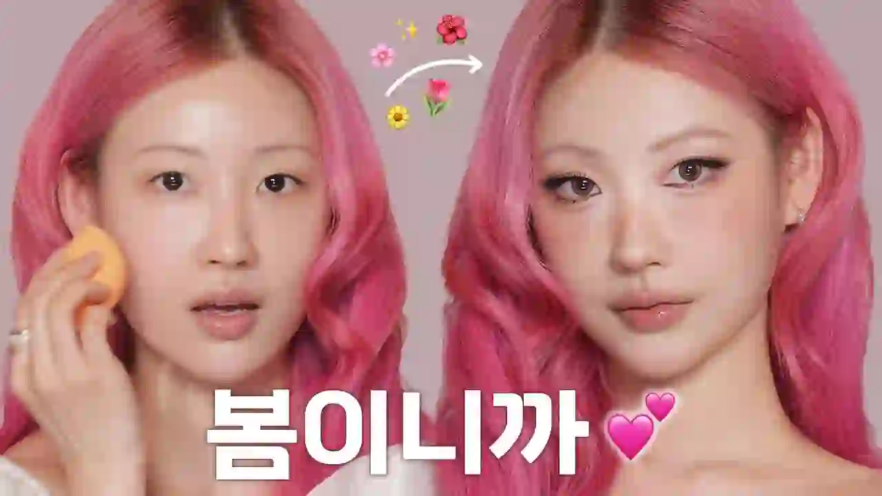 Wanna go see the cherry blossoms..?🌸 A pure coral picnic makeup that makes your eyes 3 times bigger 👁️ GRWM☀️👒 l RISABAE Makeup